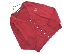 axes femme アクシーズファム Vネック レース 刺繍 ニット カーディガン sizeM/赤 ◇■ レディース