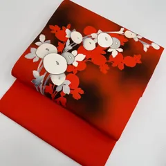 名古屋帯 塩瀬 金駒刺繍 上品な染め 九寸 正絹 着物 MA-1544