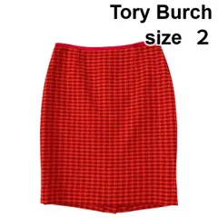 ◆ トリーバーチ Tory Burch スカート コーネリア プレイド Cornelia Plaid Skirt オレンジ 赤 毛 2 S 7号 レディース S5X536のサムネイル