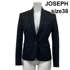 ◆ ジョゼフ JOSEPH テーラードジャケット ブレザー 長袖 ノッチドラペル 黒 ブラック ウール混 麻混 38 M 9号 レディース S5X556のサムネイル