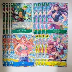 ニコ・ロビン P-111 ナミ P-112 ジュエリー・ボニー P-113 ロロノア・ゾロ P-114 プロモ　交流会　各4枚 16枚セット 3on3 ワンピースカード