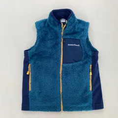 ■ mont-bell モンベル クリマエアベスト フリースジャケット ボアベスト ブルー サイズ120 キッズ 1106495 フルジップ 0.16kg