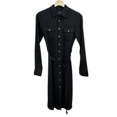 RalphLauren(ラルフローレン) ワンピース サイズ9 M レディース美品  - 黒 レギュラーカラー/長袖/ひざ丈/シャツワンピ