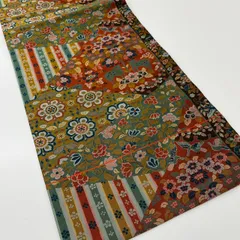 名古屋帯 裂取 花唐草 素敵な織り出し 九寸 正絹 着物 MA-1552