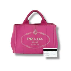 プラダ　PRADA ミニトートバッグ　カナパ　ハンドバッグ　ピンク　キャンバス　トライアングルロゴ