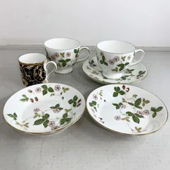 【6点セット】ウェッジウッド ワイルド ストロベリー ティーカップ＆ソーサー プレート エスプレッソカップ WEDGWOOD