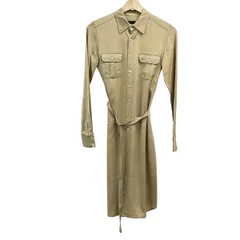 RalphLauren(ラルフローレン) ワンピース サイズ9 M レディース美品  - ベージュ レギュラーカラー/長袖/ひざ丈/シャツワンピ