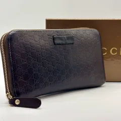 【控えめに漂う存在感】　GUCCI グッチ　長財布 ラウンドジップ グッチシマ レザー メンズ 箱付き 449891　ダークブラウン