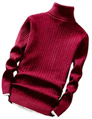 aspersio(アスペルシオ) ハイネック ケーブル ニット セーター メンズ ボリュームネック タートルネック (レッド,  03.XL(日本サイズ:L))