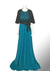 【クラリースコレクション】ロングドレス　ティールブラック８号(Ｓサイズ)　コンテスト・発表会・パーティ・ナイトドレス【オーダーメイド対応可】