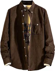 aspersio アスペルシオ アメカジ デザイン 長袖 ボタンダウン シャツ お洒落 トップス メンズ 襟付き カジュアルシャツ ビッグシルエット 通勤 オーバー 胸ポケット オーバーサイズ やわらか (セピアブラウン,  3XL)