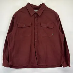 古着 エディー・バウアー Eddie Bauer 長袖シャツ 大きいサイズ シャモアシャツ ネルシャツ 無地 ワンポイントロゴ 2XL  レッド系 メンズ