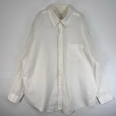 古着 ブルックスブラザーズ Brooks Brothers 長袖シャツ リネン 346 大きいサイズ XL  ホワイト系 無地 メンズ