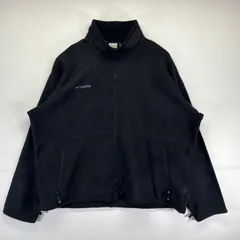 古着 コロンビア Columbia フリースジャケット 大きいサイズ フルジップ ワンポイントロゴ アウトドア 2XL  ブラック メンズ