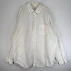 古着 ブルックスブラザーズ Brooks Brothers 長袖シャツ リネン 胸ポケ 346 XL  ホワイト系 無地 メンズ