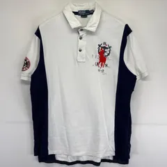 古着 ポロバイラルフローレン Polo by Ralph Lauren 半袖 ポロシャツ 大きいサイズ ラガーシャツ ビックポニー  XL  ホワイト メンズ