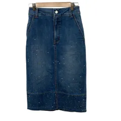 Grace Class(グレースクラス) ロングスカート サイズ36 S レディース美品  - ブルー デニム/ラインストーン