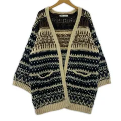 ZARA ザラ ニットカーディガン sizeEUR XS-S/ブラウン×ブラック×ライトブルー