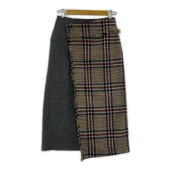 socolla ソコラ チェック切替 ラップデザインスカート size2/ベージュ系×グレー系