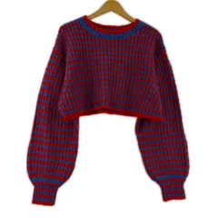 ZARA ザラ ボーダー クロップドニット sizeEUR M/レッド×ブルー
