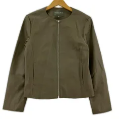 A DAY IN THE LIFE UNITED ARROWSアデイインザライフユナイテッドアローズ ジップアップ ノーカラー PUレザージャケット size40/チャコールブラウン