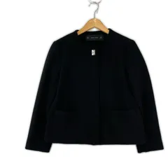 ZARA BASIC ザラベーシックノーカラージャケット sizeEUR S/ブラック