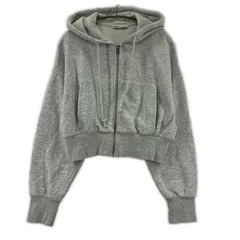 ZARA ザラ 裏起毛 クロップド ジップアップパーカー sizeEUR L/ライトグレー