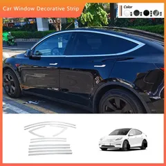 【送料無料】特斯拉Model 3/Y 車窓デコレーションステンレス製 サイドウィンドウフレーム用 銀色?ブラック 10ピースセットZX03人気注目