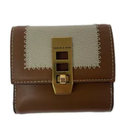 CHARLES & KEITH チャールズ＆キース バイカラー コンパクト三つ折り財布/ブラウン×ベージュ