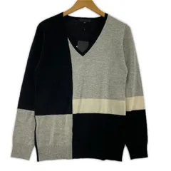 iCB アイシービー タグ付き 配色Ⅴネックニット sizeS/ブラック系