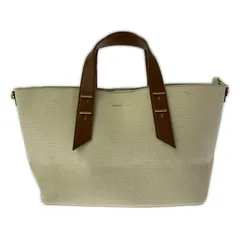 CHARLES＆KEITH チャールズ＆キース 2WAY トートバッグ/アイボリー×ブラウン