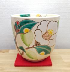 逢絢亭・新品】茶道具 茶碗 京焼 紫交趾 柿の図 中村翠嵐 共箱入り