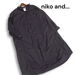 niko and... ニコアンド 通年 ゆったり♪ 襟ワイヤー 長袖 ロング コットン シャツ ワンピース Sz.L レディース 黒