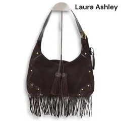 Laura Ashley ローラアシュレイ 牛革★ カウ レザー スウェード フリンジ ワンショルダー バッグ Sz.F レディース