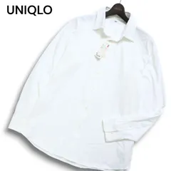 未使用★ UNIQLO ユニクロ 通年 長袖 イージーケア ジャージー シャツ Sz.XL メンズ 白 大きいサイズ