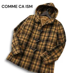 【美品】COMME CA ISM コムサイズム 秋冬 ウール★ タータン チェック ダッフル コート フード付き ミドル丈 Sz.L メンズ