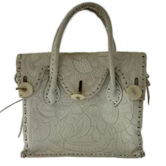 CARVING TRIBES　カービングトライブス カービング レザーハンドバッグ/ホワイト