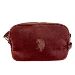 U.S.POLO ASSN. ユーエスポロアッスン ベロア ロゴ刺繡ショルダーバッグ/レッド系