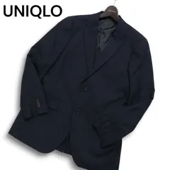 UNIQLO ユニクロ 通年 背抜き★ ウール テーラード ジャケット Sz.M メンズ 紺 ネイビー