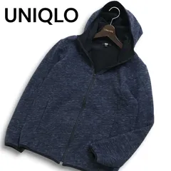 UNIQLO ユニクロ 秋冬 ブロックテック★ フリース ジップアップ パーカー Sz.M メンズ 紺 ネイビー