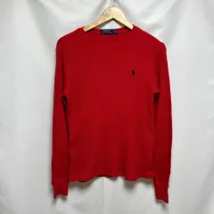 正規品/ウィメンズM ポロ ラルフローレン レッド ワッフル ニット