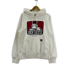 BEN DAVIS ベンデイビス タグ付き ロゴプリントパーカー sizeS/ホワイト