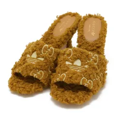 GUCCI グッチ ADIDAS アディダス コラボ GG トレフォイル ロゴ ミュール サンダル マスタード ファブリック #37 日本サイズ約24cm 722440