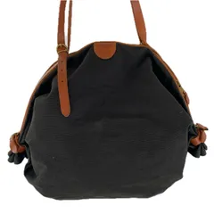 IL BISONTE イルビゾンテ キャンバス レザー ショルダーバッグ/ブラック×ブラウン