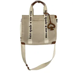 Kate Spade ケイトスペード ロゴ刺繍 2WAYトートバッグ/アイボリー