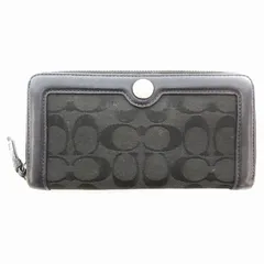コーチ COACH 長財布 ウォレット ラウンドファスナー キャンバス シグネチャー レザー 黒 ブラック /AE
