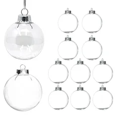 クリアオーナメントボール 10個セット 大小2サイズ 高透明PET 手作りギフト デコレーション用 8cm / 6cm 取り付け紐付き かわいい インテリア ツリー飾り 人気 DIY素材 【送料無料】【数量限定】【追跡可能配送】