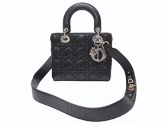 Christian Dior クリスチャンディオール Lady Dior レディディオール スモール 2WAYバッグ カナージュ ブラック シルバー金具 美品 中古 4b004684