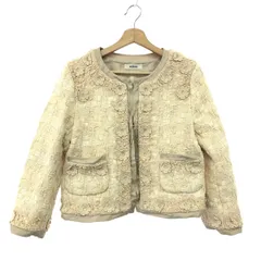INGEBORG インゲボルグ お花刺繍ノーカラー編込みジャケット サイズ:3(9号)  A2211FJ305   ベージュ レディース / 240001173564のサムネイル