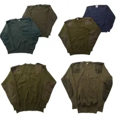 古着卸 まとめ売り 実物・民間MIX コマンドセーター MIX ミリタリー 6枚セット (メンズ ) オリーブ Ｖネック 中古 古着 NC7819